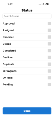 Request filter with checkboxes.